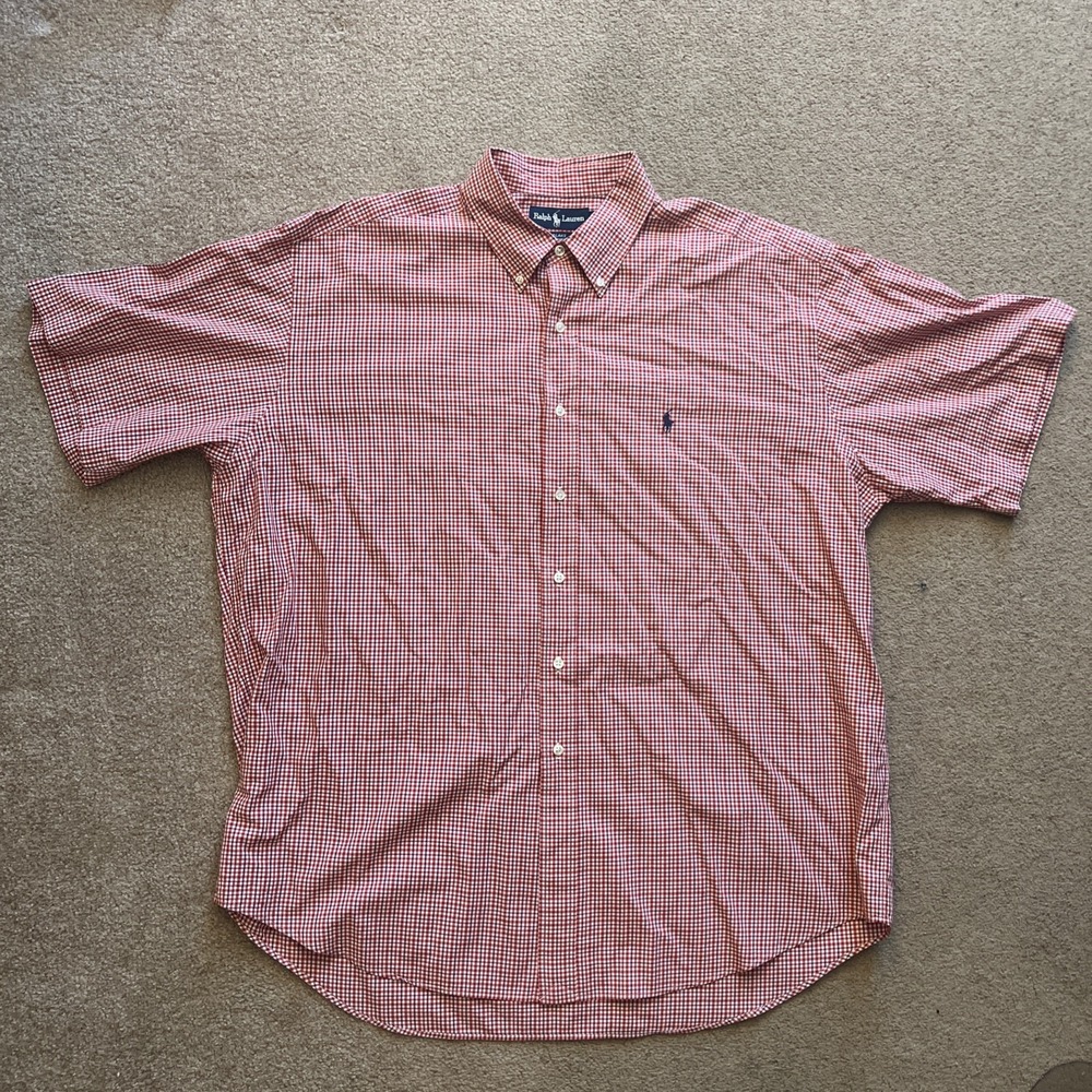 Polo Ralph Lauren Shirt Mens XL Red Plaid Blake Short Sleeve Button Down Pony